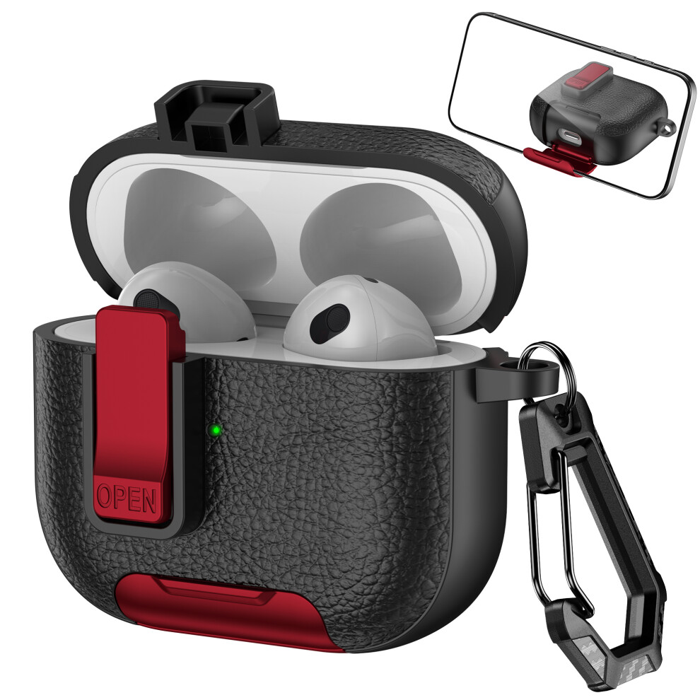 ( / Red) For Apple Airpods 3 Protective Case With Stand Lit Black/Red 6914273484365