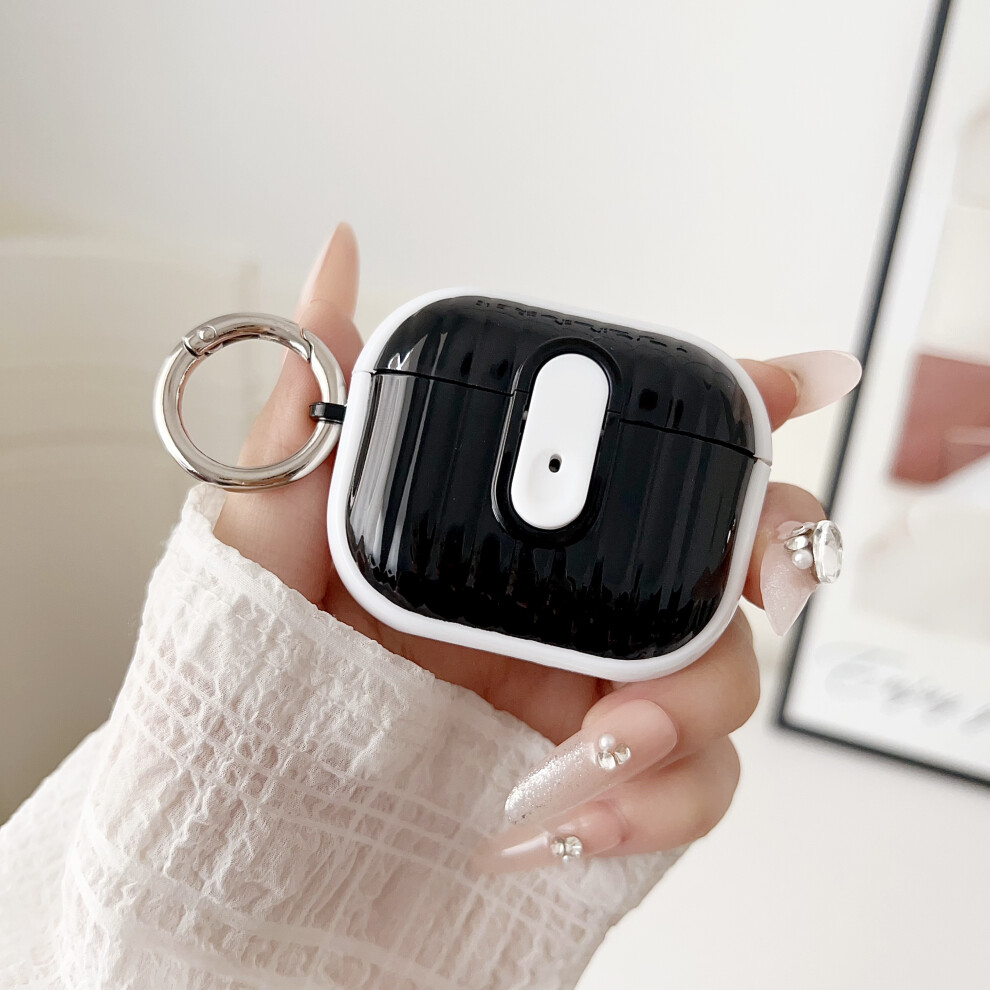 (White + Bright Black) For Apple Airpods 3 Shell Texture Lock Buckle Prot White,Black 6914281128091