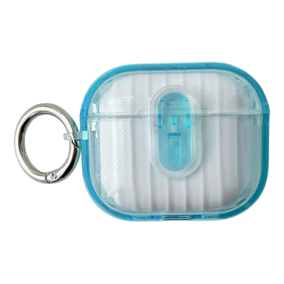 (Transparent + Transparent) For Apple Airpods 4 Shell Texture Lock Buckle Prot Blue 6914286610683