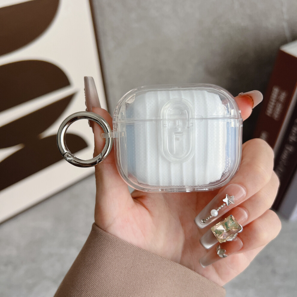 (Transparent + Transparent) For Apple Airpods 4 Shell Texture Lock Buckle Prot 6914287016651