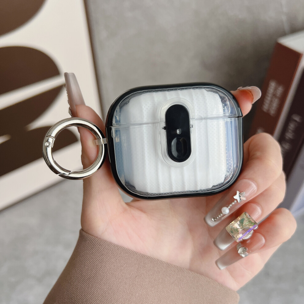 ( + Transparent) For Apple Airpods 4 Shell Texture Lock Buckle Prot Black 6914288968508