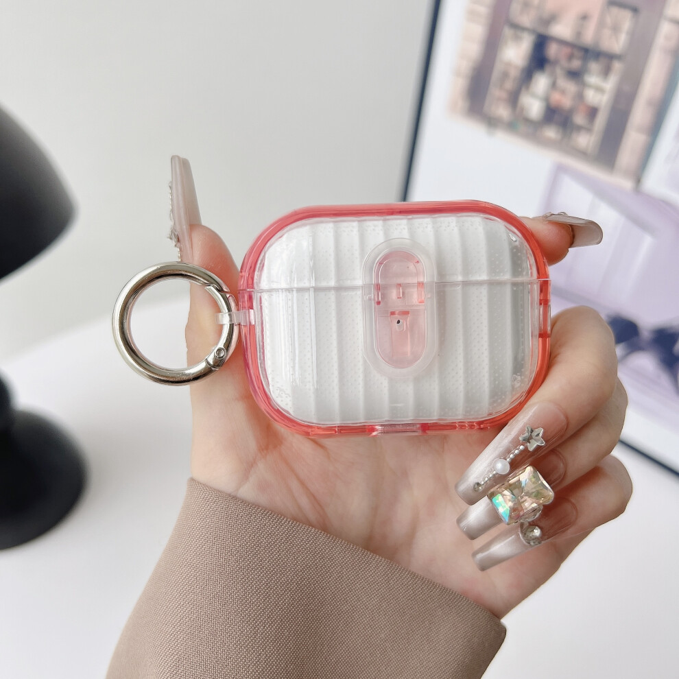 (Transparent + Transparent) For Apple Airpods Pro 2 Shell Texture Lock Buckle Pink 6914284508401