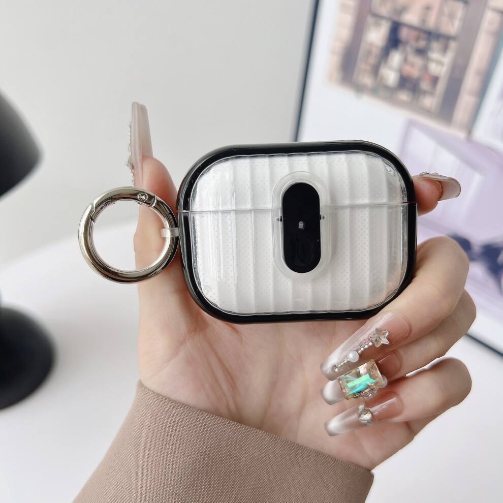 ( + Transparent) For Apple Airpods Pro 2 Shell Texture Lock Buckle Black 6914282424185