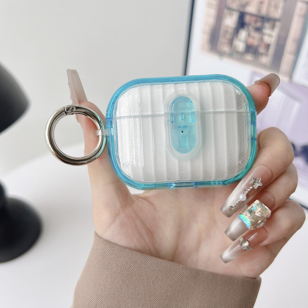 (Transparent + Transparent) For Apple Airpods Pro 2 Shell Texture Lock Buckle Blue 6914280920351