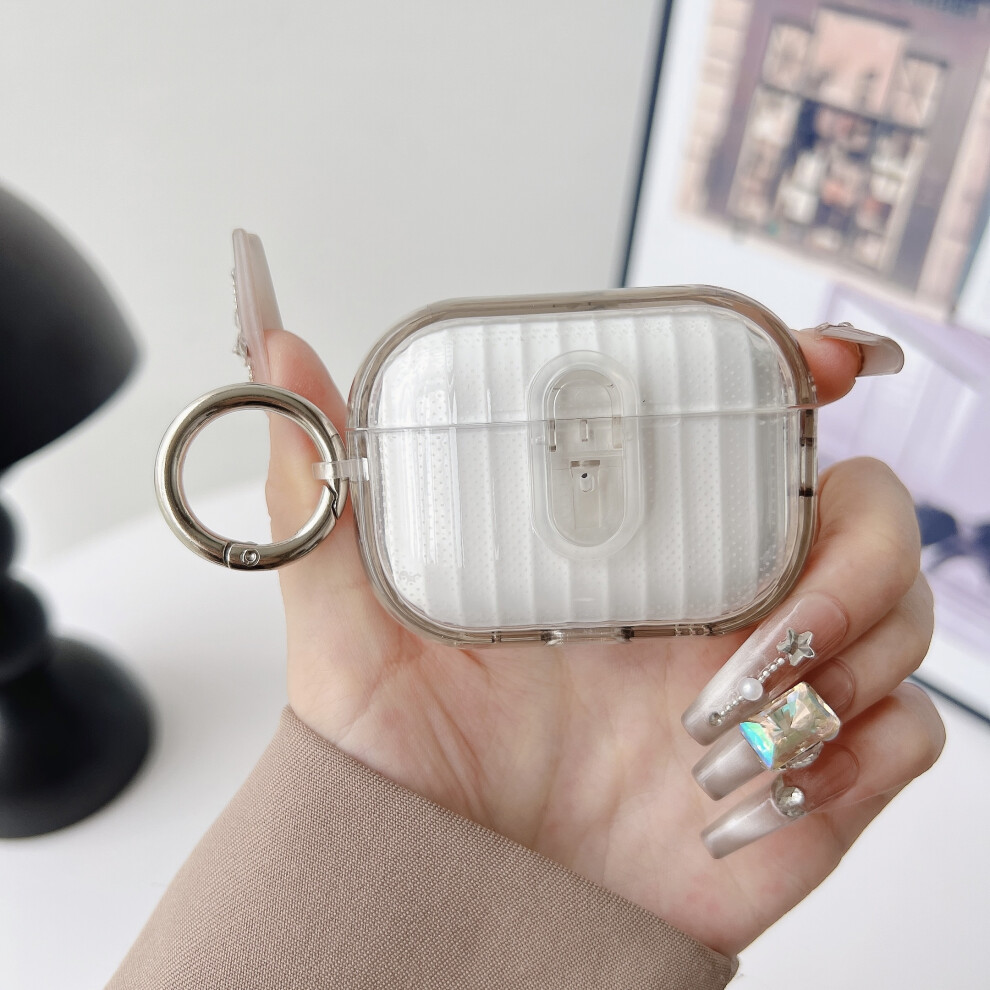 (Transparent + Transparent) For Apple Airpods Pro 2 Shell Texture Lock Buckle Grey 6914285477201