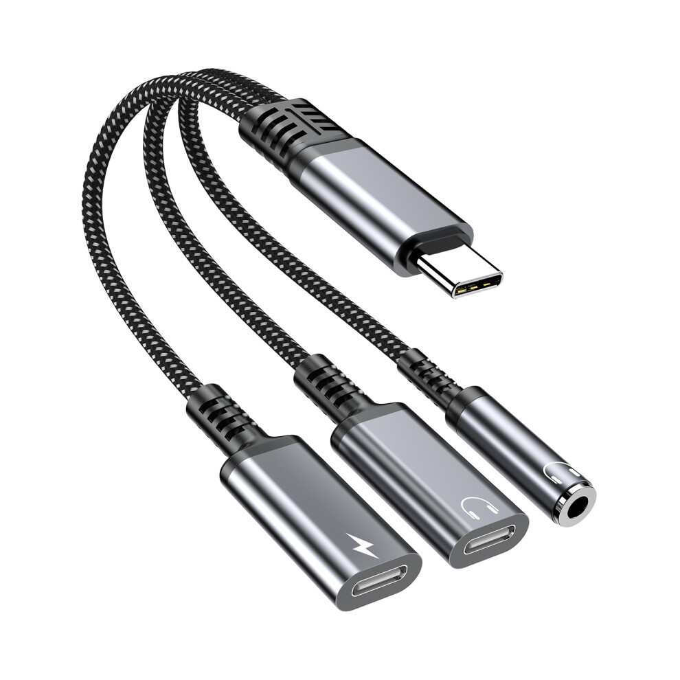 (Silver) 60W Type-C To 3.5Mm + Type-C Headphone + Type-C Pd Silver 6914289023749