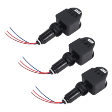 3 Detectores de Movimiento Negros, Interruptor Luz con Sensor Movimiento, Pir Corriente Continua 12 V para Exteriores