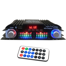 Amplificador de Audio HIFI Bluetooth 5.0 Sonido Digital 4 Canales para Sistemas DoméSticos, AutomóVil, Karaoke Compatible con USB SD AUX