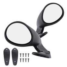 Espejo Retro CláSico de Ala Lateral Puerta Retrovisor Mate para AutomóVil Accesorios Coche Estilo Negro L + R