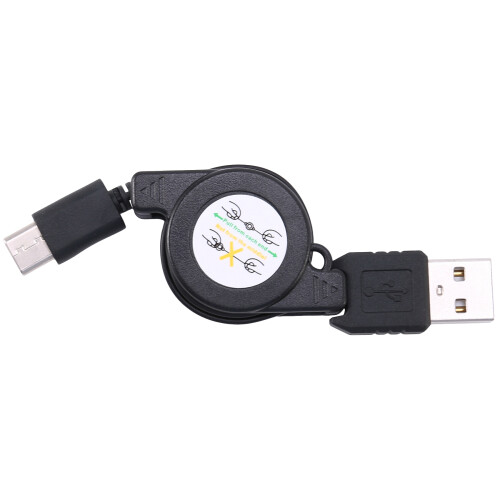 Usb Tipo C USB 3.1 Cable Retráctil Cargador De Carga Tipo-C Usb-C Negro 1