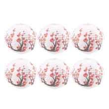 Paquete de 6 Farolillos Papel Flores Rojo 12 Pulgadas, LáMpara Japonesa China Redonda para DecoracióN Banquete Boda en Casa