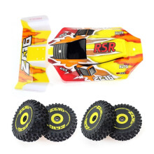Cuerpo de Coche RC Juego NeumáTicos Rueda y Ala Trasera para 144001 144010 1/14 Piezas Mejora Teledirigido Accesorios Repuesto