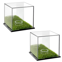 Caja de Presentación Golf Soporte Acrílico Transparente Cuadrada con Base Verde