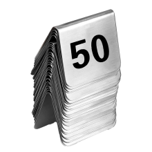 50 Uds. Marcador de Mesa para Restaurante y Bar, Letrero Números Mesa, Tarjetas Apilables, Número Negro Doble Cara