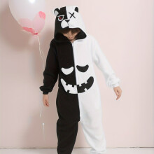 (Mixed Color, 4-5Y) Warm Two-Color Bear Onesie Pajamas, Children's Thickened Plush Cartoon Clothing, Boys' Autumn and Winter Hooded Jumpsuit