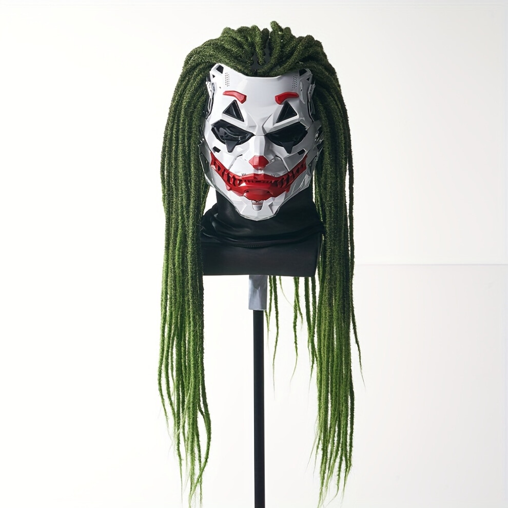 Bghone (With Braidls) Halloween Clown Cosplay Masks Joker Mask Halloween Party Costume Props Masquerade Carnival Party Mask