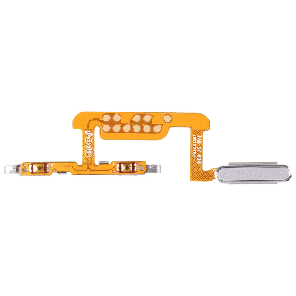 (Silver) For Samsung Galaxy Tab S7 T870 T875 T876 Oem Fingerprint Identification Flex Cable Power On/Off And Volume Cable (Without Logo) Silver 6914277020545