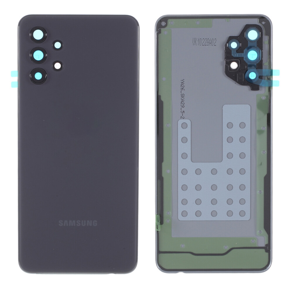(Black) OEM Battery Housing Cover Part with Adhesive Sticker Rear Camera Lens Cover for Samsung Galaxy A32 5G A326