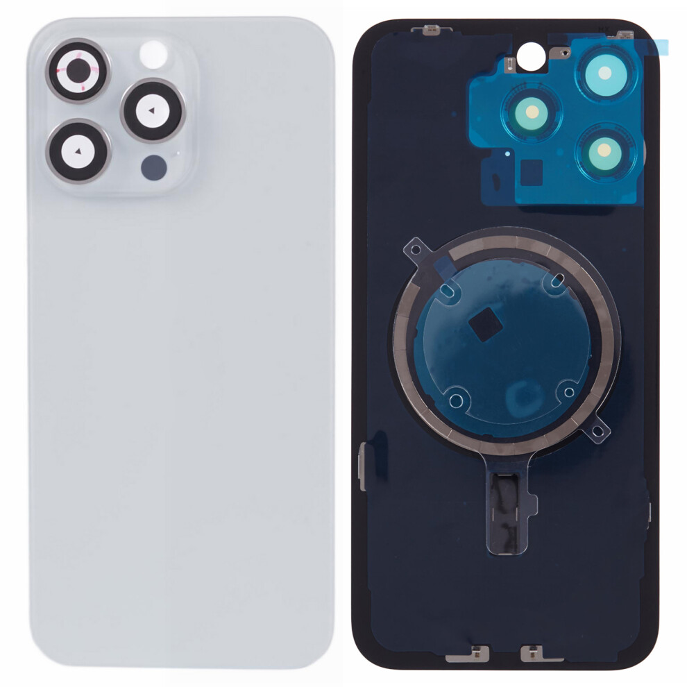 (White) For Iphone 15 Pro Battery Housing With Bracket+Camera Lens Cover (Without Logo) White 6914270360839