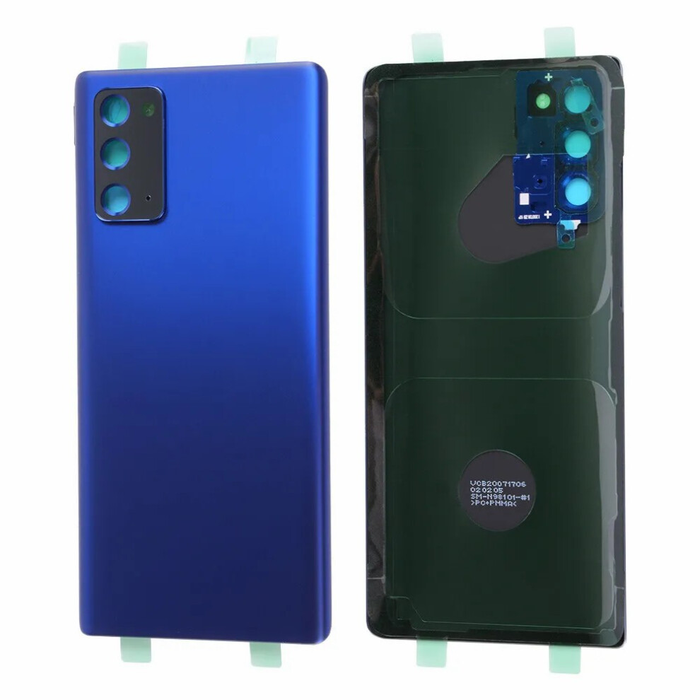 (Blue) For Samsung Galaxy Note20 N980 N981 Oem Plastic Battery Housing With Adhesive Sticker+Camera Lens Ring Cover Blue 6914270828735