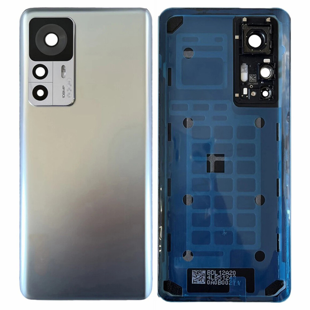 (Silver) For Xiaomi 12T Pro 5G Back Battery Housing Cover With Camera Ring Lens Cover Spare Part (Without Logo) Silver 6914270122505