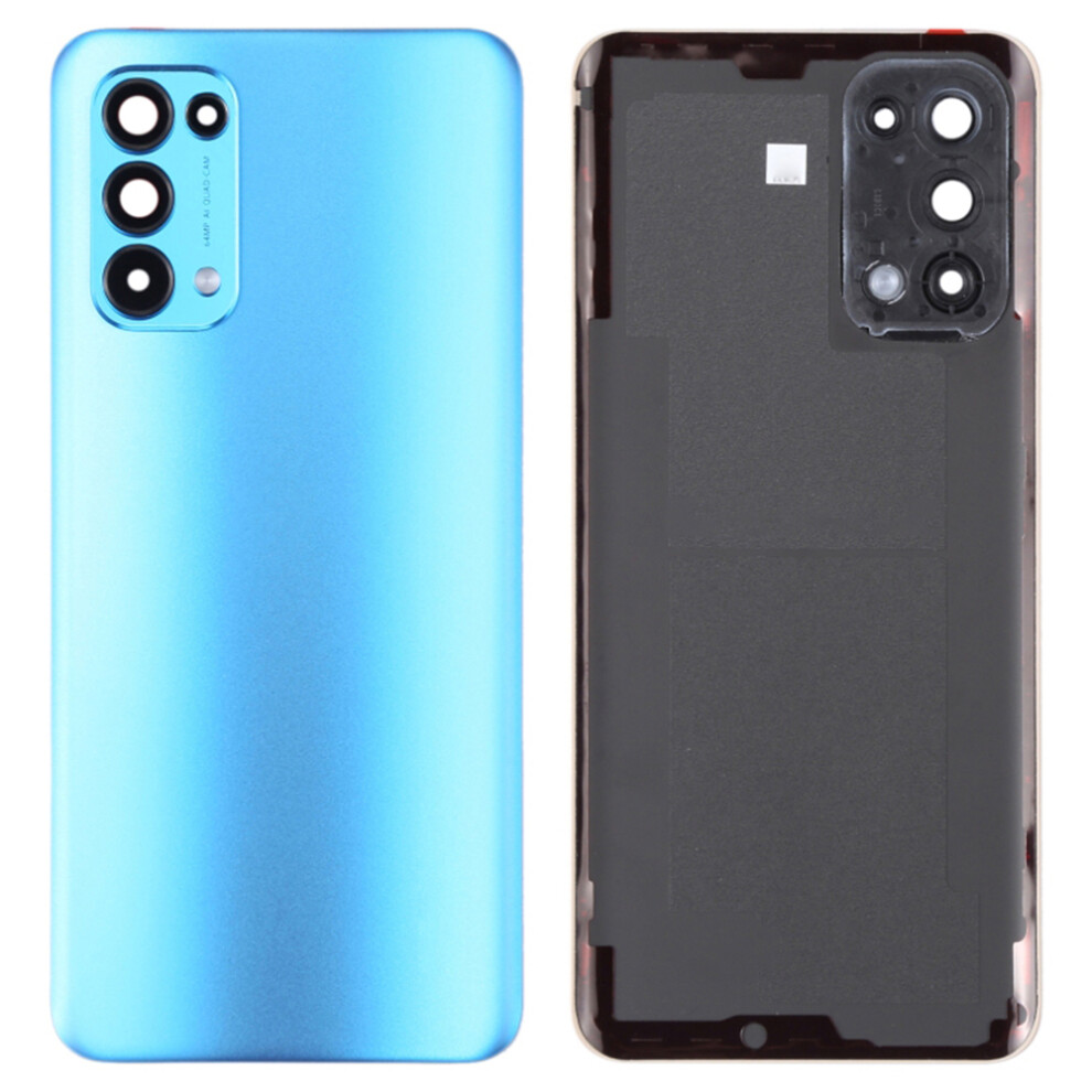 (Blue) For Oppo Reno5 4G/5G Back Battery Housing Cover With Camera Ring Lens Cover Spare Part Blue 6914273129556