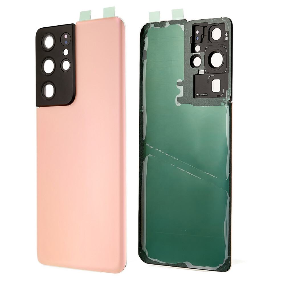 (Pink) For Samsung Galaxy S21 Ultra 5G G998 Battery Housing With Adhesive Sticker+Camera Lens Cover Pink 6914271950978