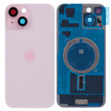 (Pink) For iPhone 15 Battery Housing with Bracket+Camera Lens Cover Replacement Part