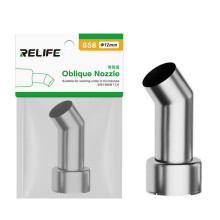 (12mm) RELIFE 858 Series Beveled Nozzle Hot Air Gun BGA Rework Station Replacement Curved Nozzle