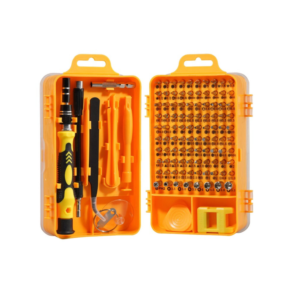(Yellow) Precision Screwdriver Set 115-In-1 Watch Mobile Phone Disassemble Screwdriver Tool Kit Yellow 6914272790498