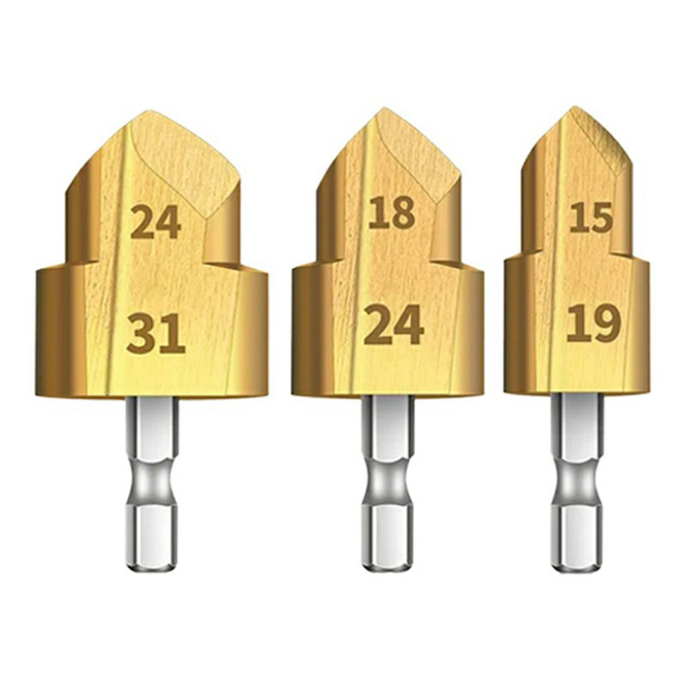 3Pcs/Set 2 Flute 20+25+32Mm Hss Hex Shank Ppr Pipe Reamer Drill Bit Step Drill Hole Opener For Water Pipe Expansion 6914272670349