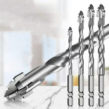 4Pcs/Set 6/8/10/12mm Alloy Steel Four Flutes Sawtooth Eccentric Drill Bit for Glass Tile Ceramic Drilling Tool