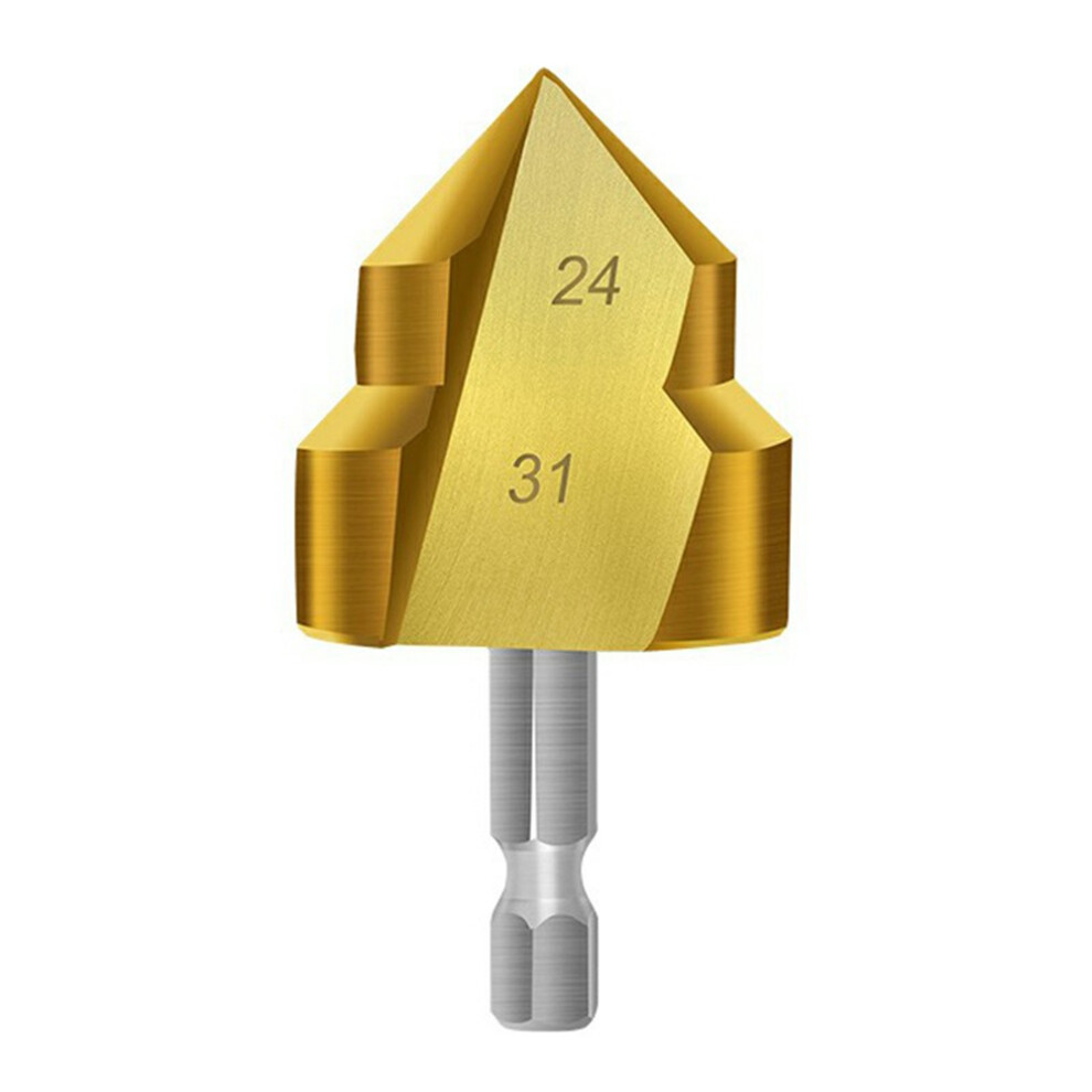 3 Flute 32Mm Hss Hex Shank Ppr Pipe Reamer Drill Bit Step Drill Hole Opener For Water Pipe Expansion 6914279393425