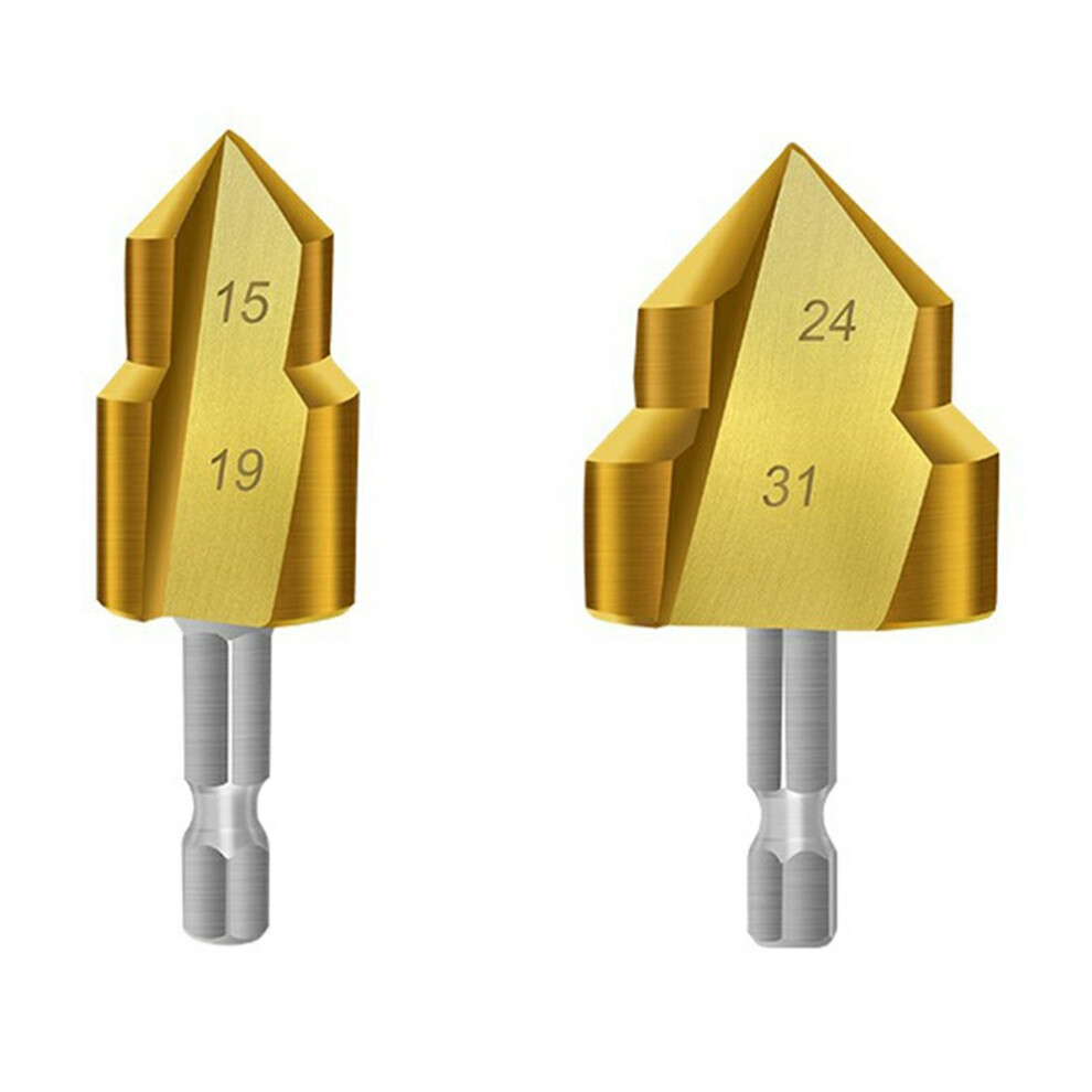 2Pcs/Set 3 Flute 20+32Mm Hss Hex Shank Ppr Pipe Reamer Drill Bit Step Drill Hole Opener For Water Pipe Expansion 6914274750384