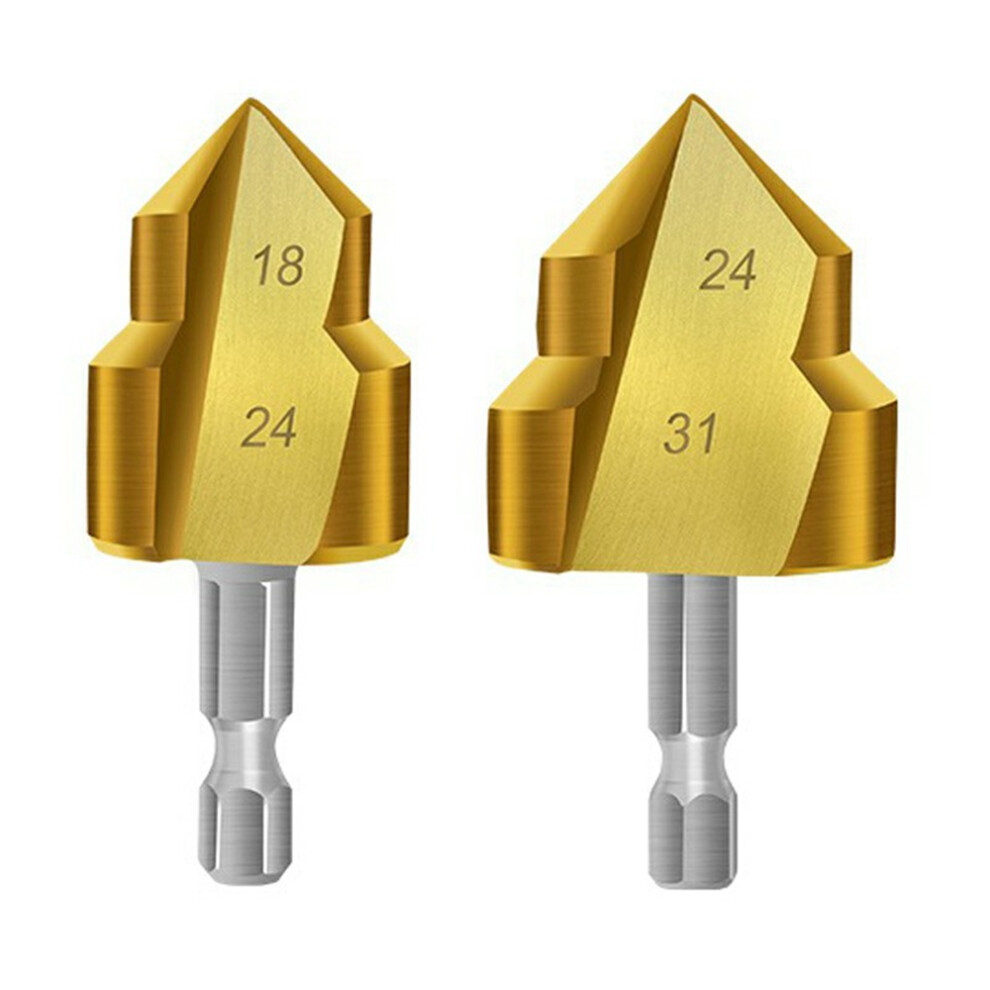 2Pcs/Set 3 Flute 25+32Mm Hss Hex Shank Ppr Pipe Reamer Drill Bit Step Drill Hole Opener For Water Pipe Expansion 6914276988105