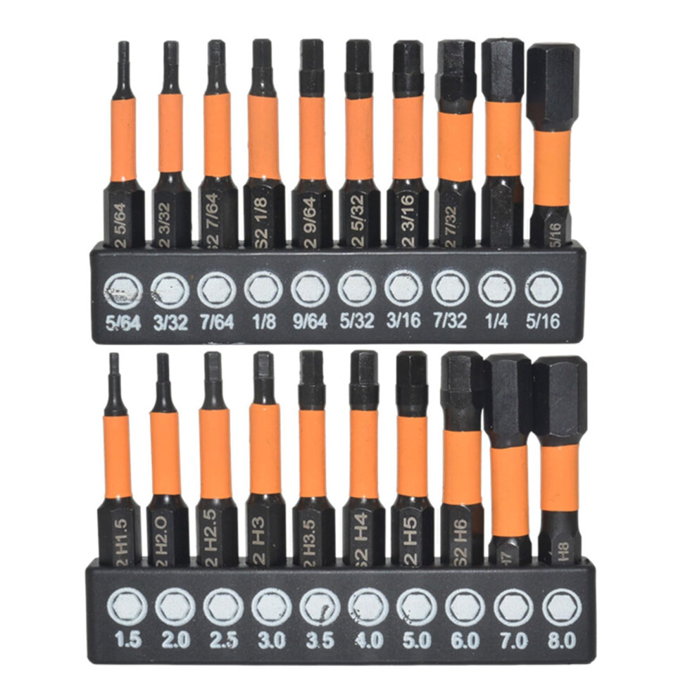 20Pcs Metric And Imperial S2 Alloy Steel Magnetic Hex Screwdriver Bits Set,Length: 50Mm 6914277219826