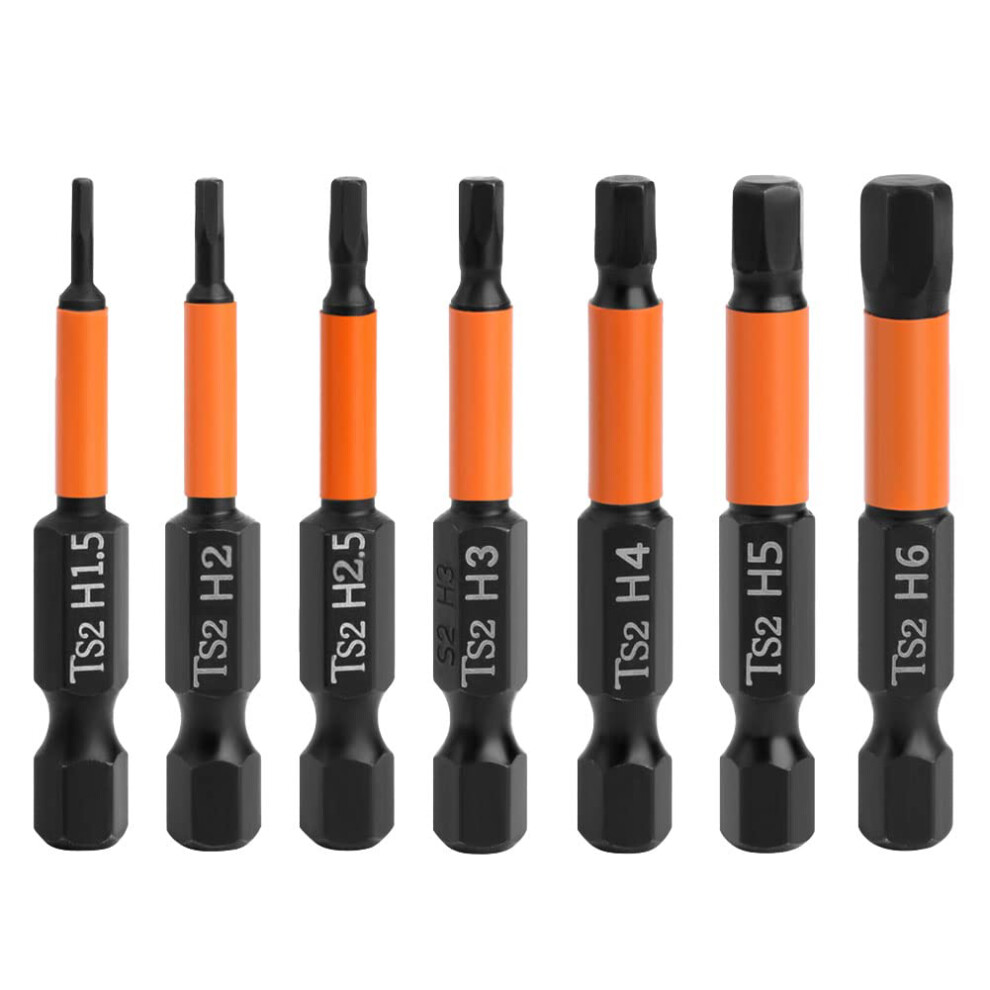 7Pcs 50Mm Screw Driver Bit Set 1.5Mm 2Mm 2.5Mm 3Mm 4Mm 5Mm 6Mm Hex Head Allen Wrench Drill Bit Set 6914279462664