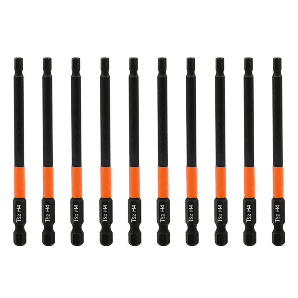 10Pcs Hex Screwdriver Bit Set 100Mm H4 Ts2 Steel Magnetic Drill Bit For Electric Drill Screwdrivers 6914273617268