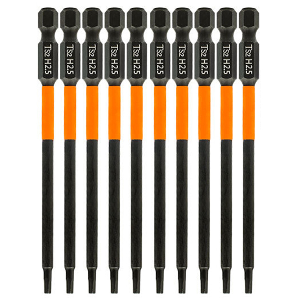 10Pcs/Set 100Mm H2.5 Anti-Rust S2 Alloy Steel Magnetic Hex Shank Screwdriver Bits 6914272019995