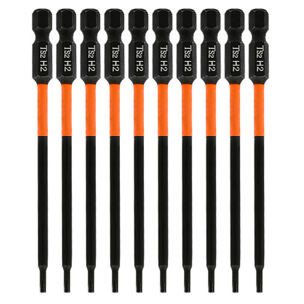 10Pcs/Set 100Mm H2 Anti-Rust S2 Alloy Steel Magnetic Hex Shank Screwdriver Bits 6914272244038