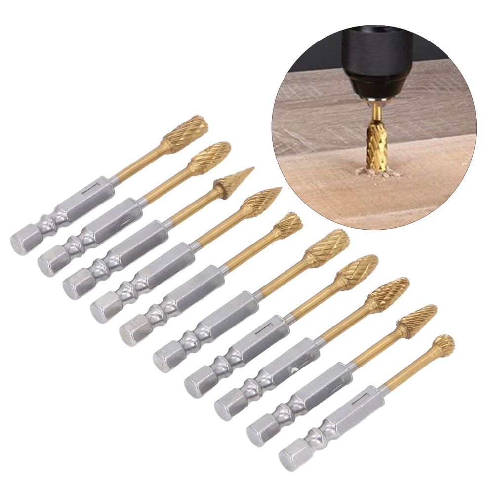 10Pcs Carbide Double Cut Rotary Burrs Set For Woodworking Carving Polishing Hex Shank Grinder Bits 6914274400951