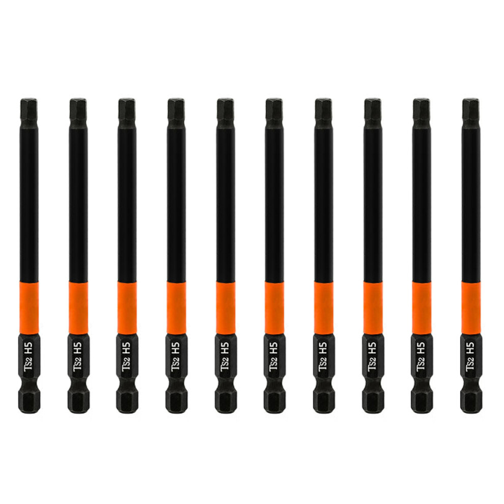 10Pcs Hex Screwdriver Bit Set 100Mm H5 Ts2 Steel Magnetic Drill Bit For Electric Drill Screwdrivers 6914272141610