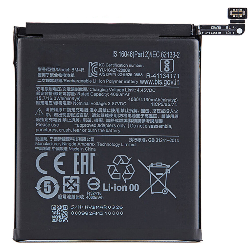 Xiaomi Mi 10 Lite 5G/Mi 10 Lite Zoom 3.87V 4060Mah Battery Replacement Encode Bm4r 6914271954846