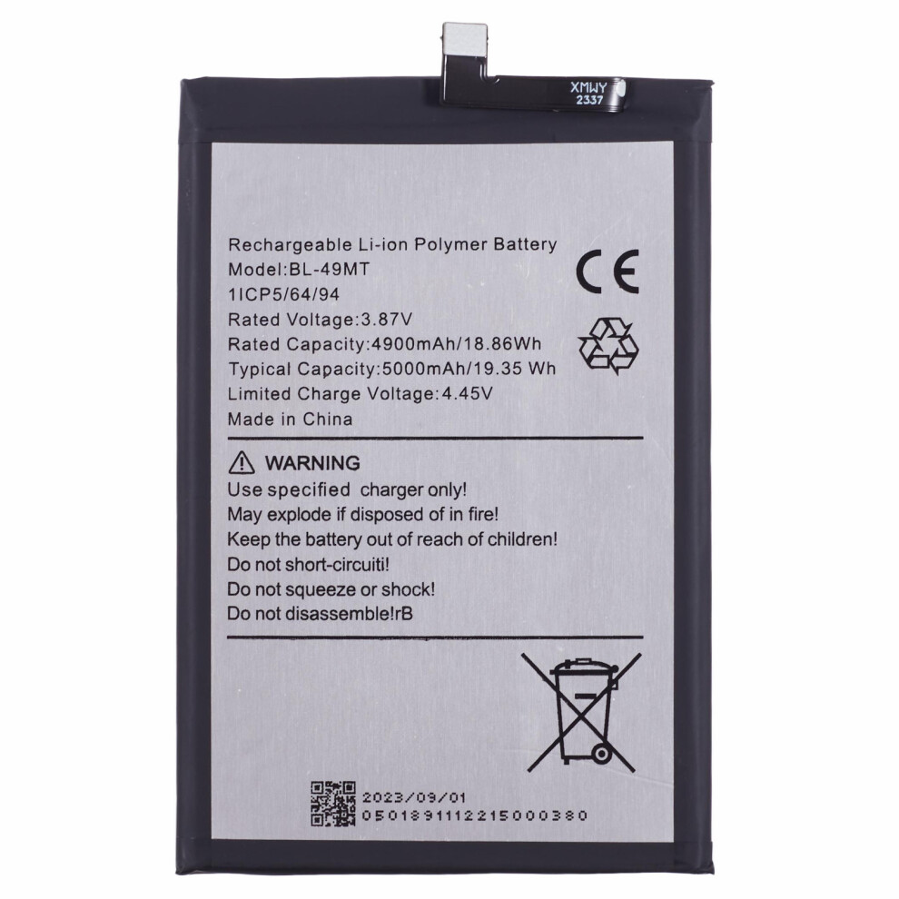 For Tecno Camon 19 Pro 4G 3.87V 4900Mah Li-Polymer Battery Assembly Part (Without Logo) (Encode: Bl-49Mt) 6914278737008