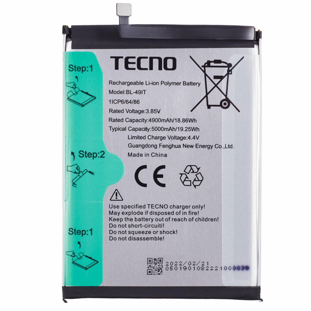 For Infinix Smart Hd 2021 4G 3.85V 4900Mah Li-Polymer Battery Assembly Part (Without Logo) (Encode: Bl-49It) 6914278902413