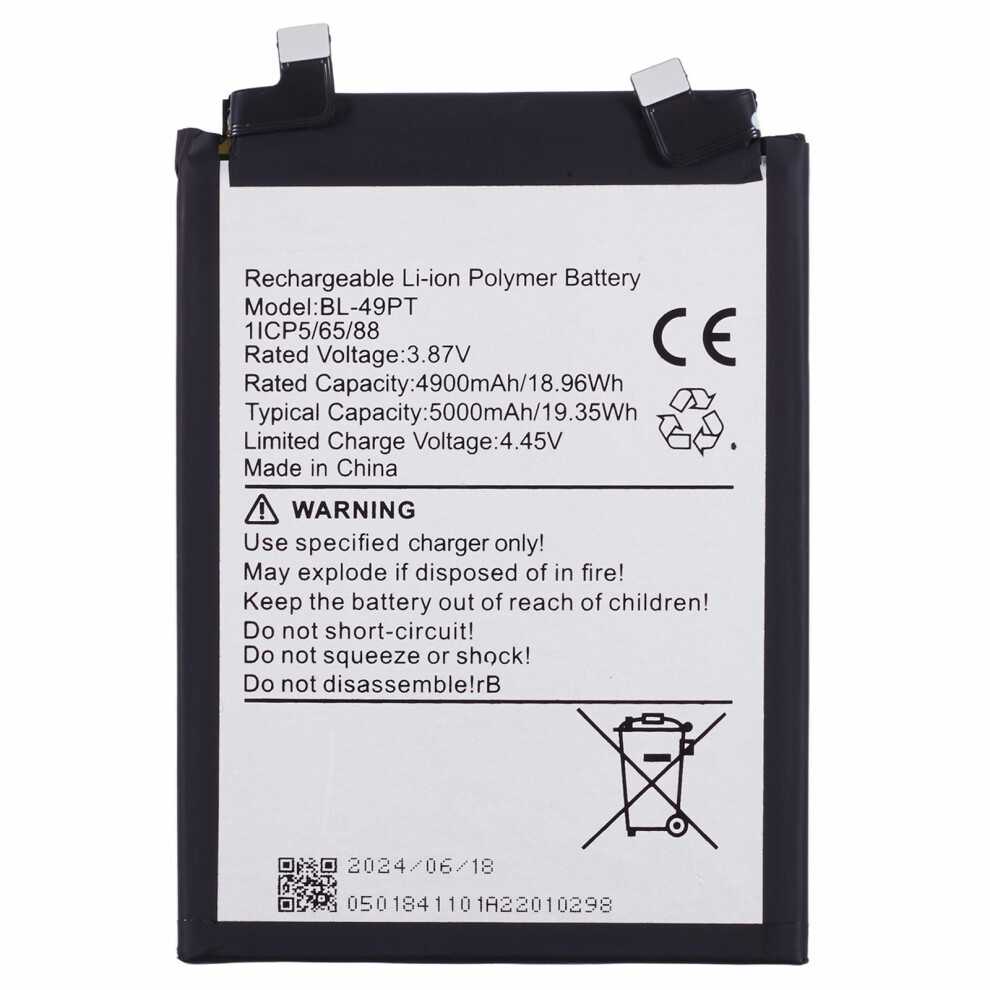For Tecno Pova 5 Pro 4G 3.87V 4900Mah Li-Polymer Battery Assembly Part (Without Logo) (Encode: Bl-49Pt) 6914273487908