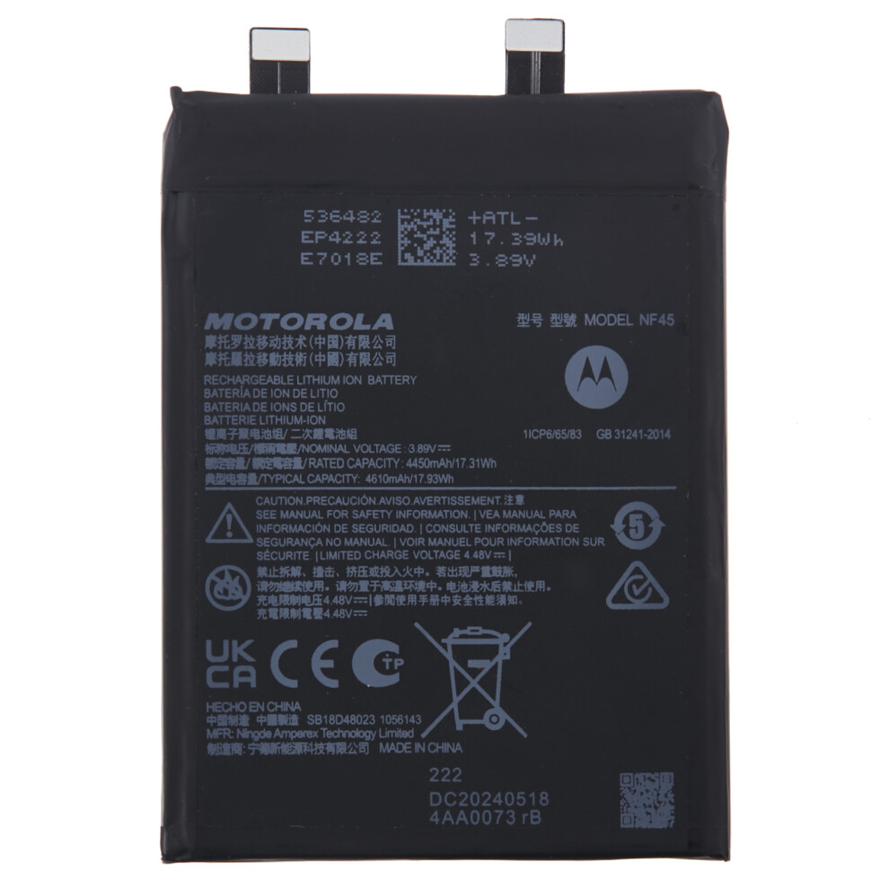 For Motorola Moto X30 Pro 5G 3.89V 4450Mah Li-Polymer Battery Assembly Part (Encode: Nf45) 6914279266217