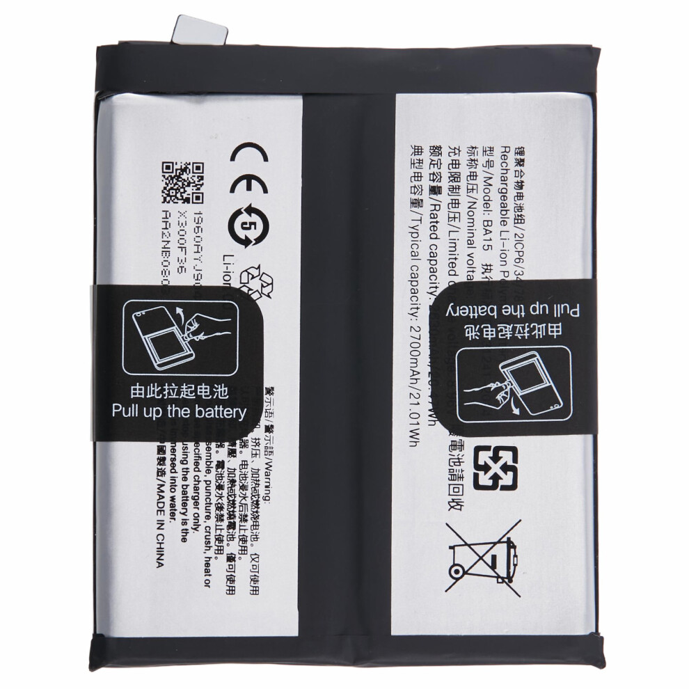 For Vivo X100 Pro 5G 3.89V 5290Mah Li-Polymer Battery Assembly Part (Without Logo) (Encode: Ba15) 6914270940895