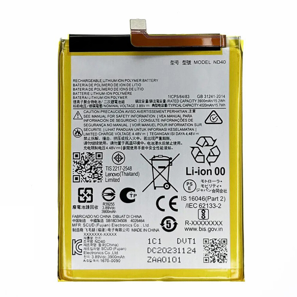 For Motorola Edge 30 5G 3.89V 3900Mah Li-Polymer Battery Assembly Part (Without Logo) (Encode: Nd40) 6914279739131
