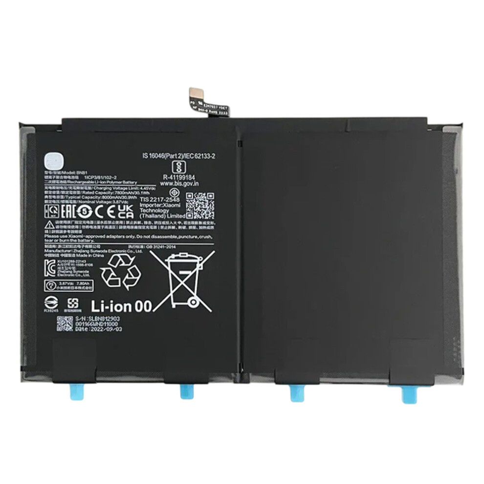 For Xiaomi Redmi Pad 4.45V 7800Mah Li-Polymer Battery Assembly Part (Without Logo) (Encode: Bn81) 6914277965105